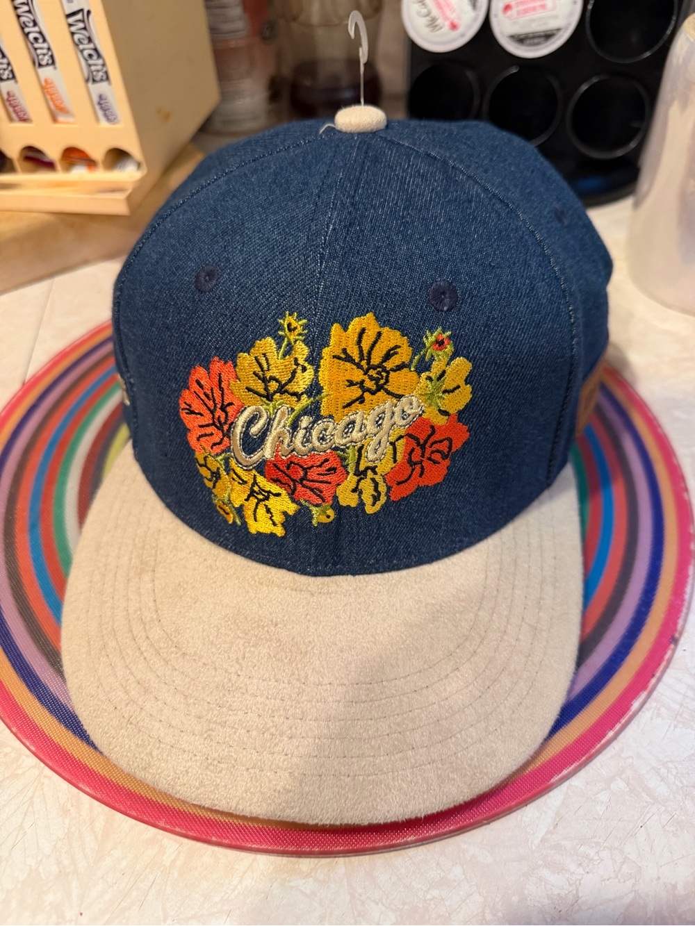Melonwear Chicago Floral Denim Kids adjustable Hat - Chicago bulls! New!